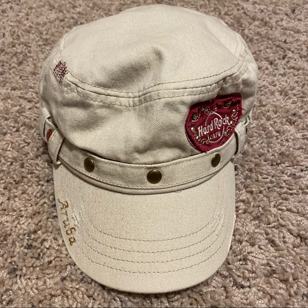 Hard Rock Cafe Aruba newsboy cap hat cotton tan